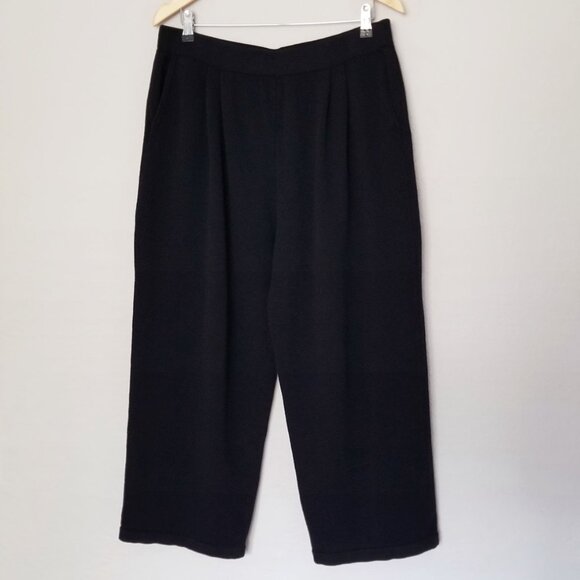 St. John Collection Santana Knit Pull On Pants Black Pleated Crop High Rise 16 - Picture 6 of 15